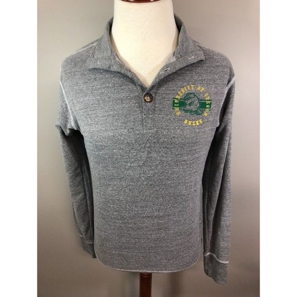 NWT NCAA University Of Oregon Ducks Gray Yellow Green Pullover Sweatshirt Medium - Picture 1 of 2